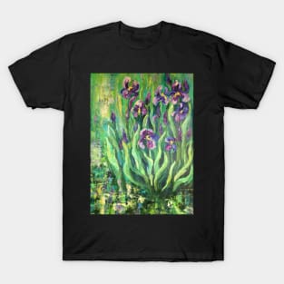 Purple Irises, from an original painting by Arist Colette Baumback T-Shirt